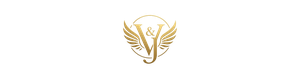 V&J Enterprise gold logo with wings – premium wellness branding